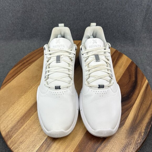 Payntr X 003 Spikeless Golf Shoes Mens 10.5 White Silver Leather Performance - Picture 5 of 12